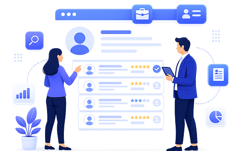 Recruiters reviewing candidates illustration